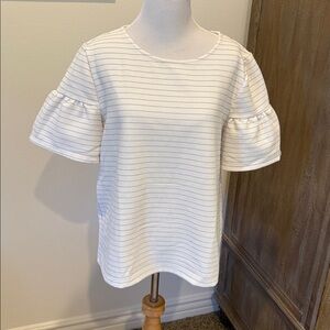 White Striped Short Sleeve Top